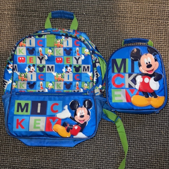 Disney store book bag and lunchbox